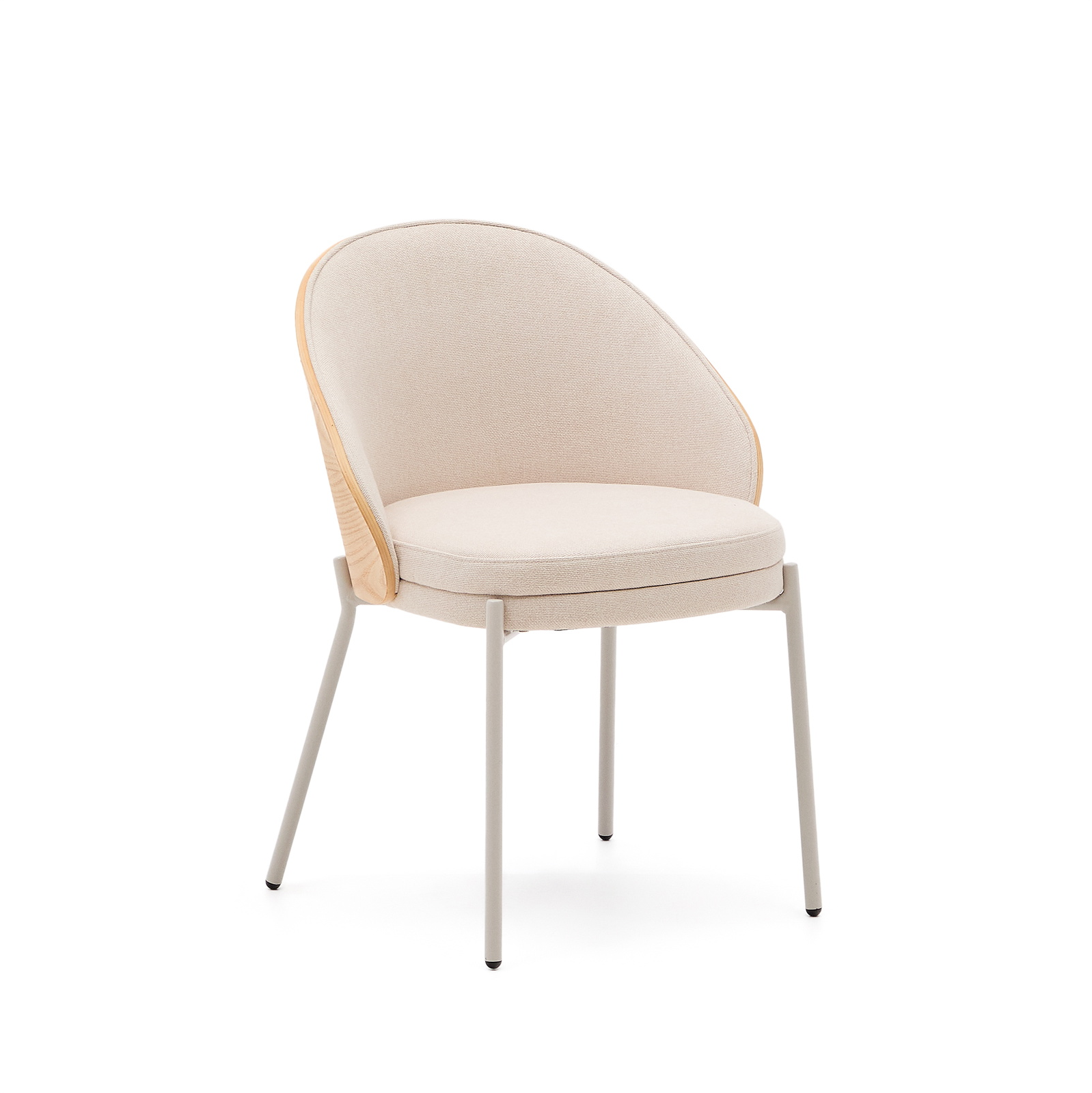 Spisebordsstol Kave Home Eamy Beige Chenille Askefiner Stålben H75xb55xd53