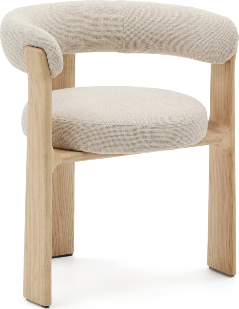 Spisestol med Armlæn i Beige Chenille fra Kave Home