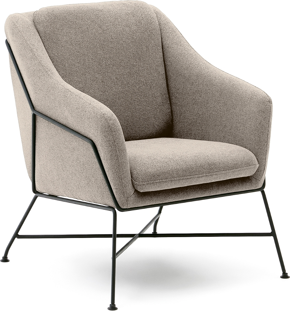 Stilfuld beige lænestol med sort stel fra Kave Home