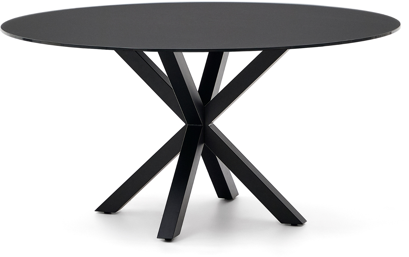 Kave Home Arya Rundt Spisebord Ø150 cm – Sort Stål & Glas