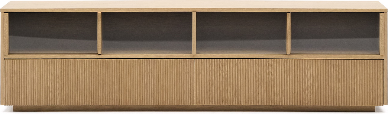 -skænk -møbel Kave Home Helvine 200x40x54 Egetræsfiner Hærdet Glas