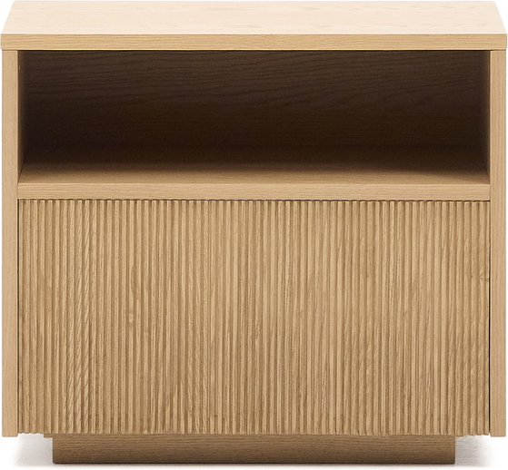 Natbord Kave Home Helvine Sengebord Egetræ Fsc 60x40 Trykåbningsskuffe