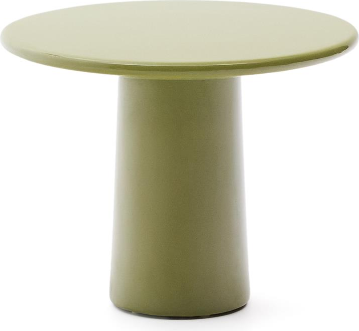 Sidebord Kave Home Albanella Rundt Cementbord Med Glansfuld Grøn Finish ø65 H51