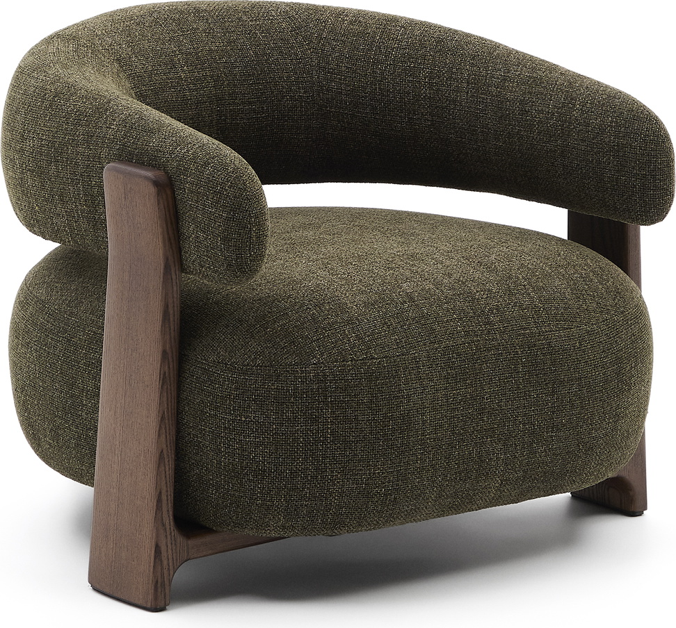 Lænestol Kave Home Granite -tone Grøn Chenille Med Fsc-asketræ