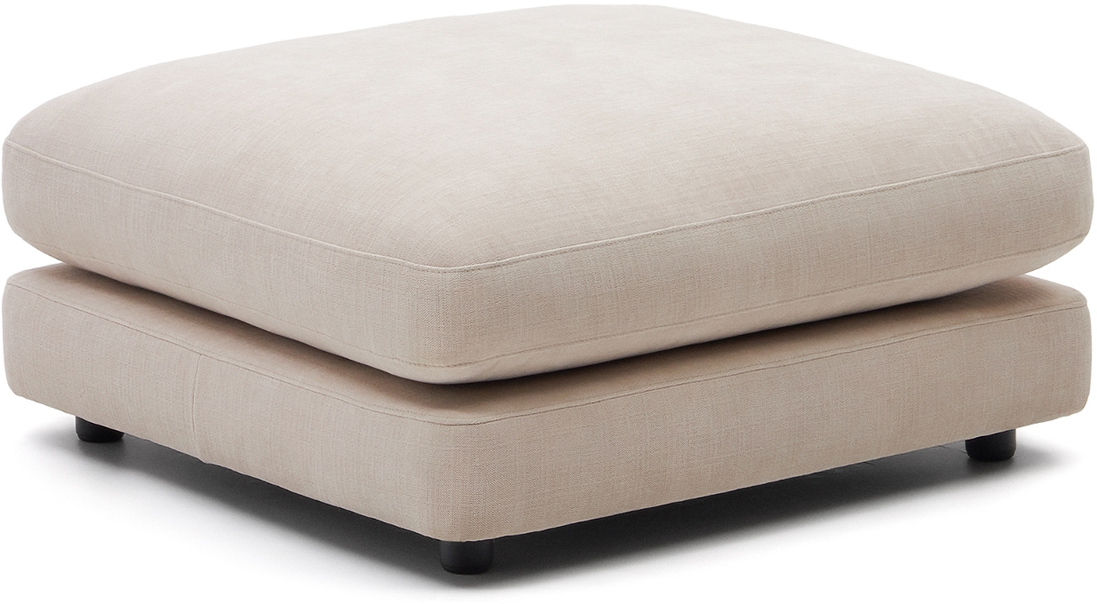 Elegant Beige Chenille Puf med Aftageligt Betræk