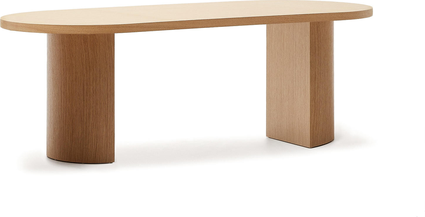 Spisebord Kave Home Nealy 200x100 Natur Oval Mdf Egetræsfinér Til Personer Moderne Nordisk