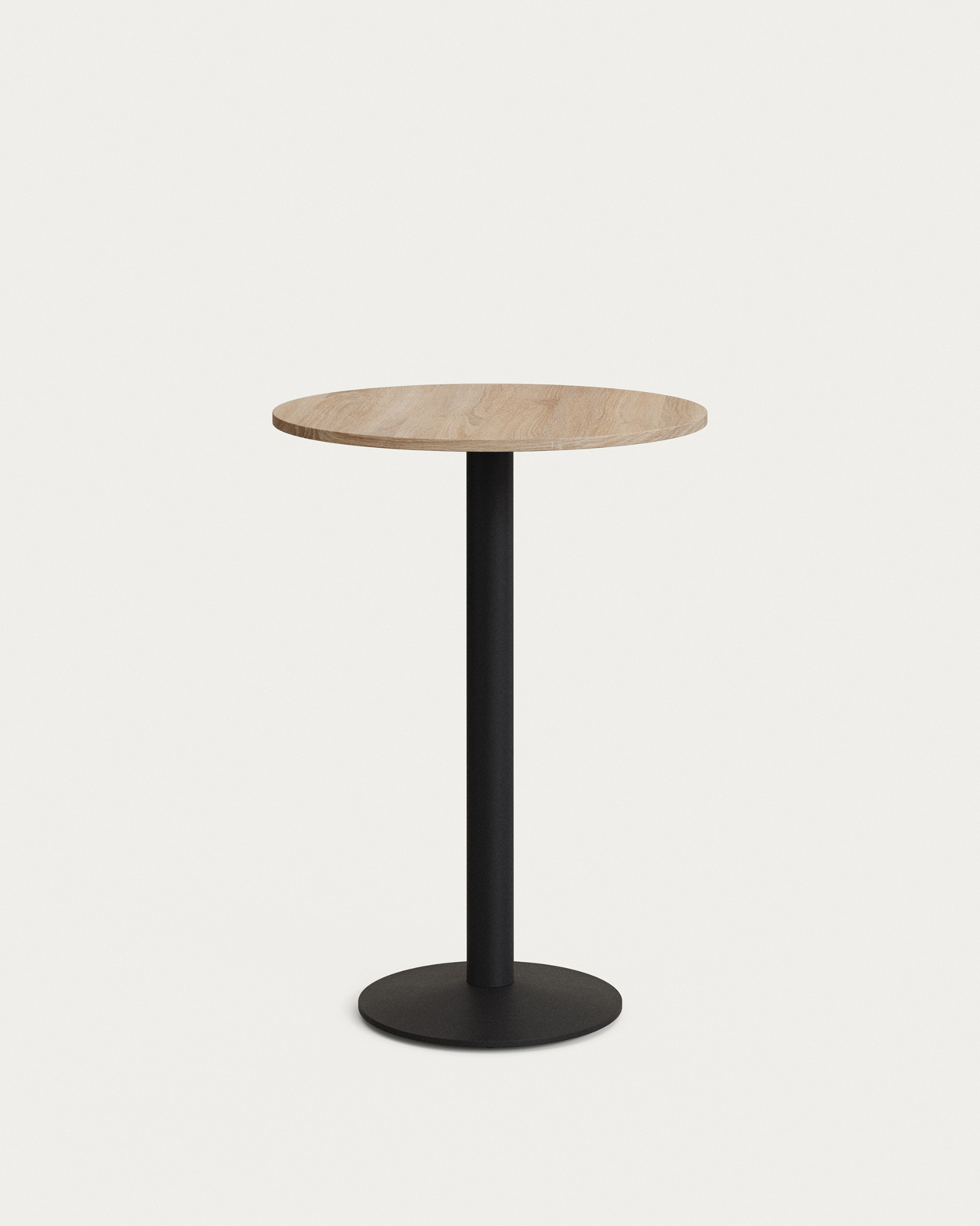 Rundt Barbord Kave Home Tiaret 98xø60 Lys Natur Stål Træ Minimalistisk Design