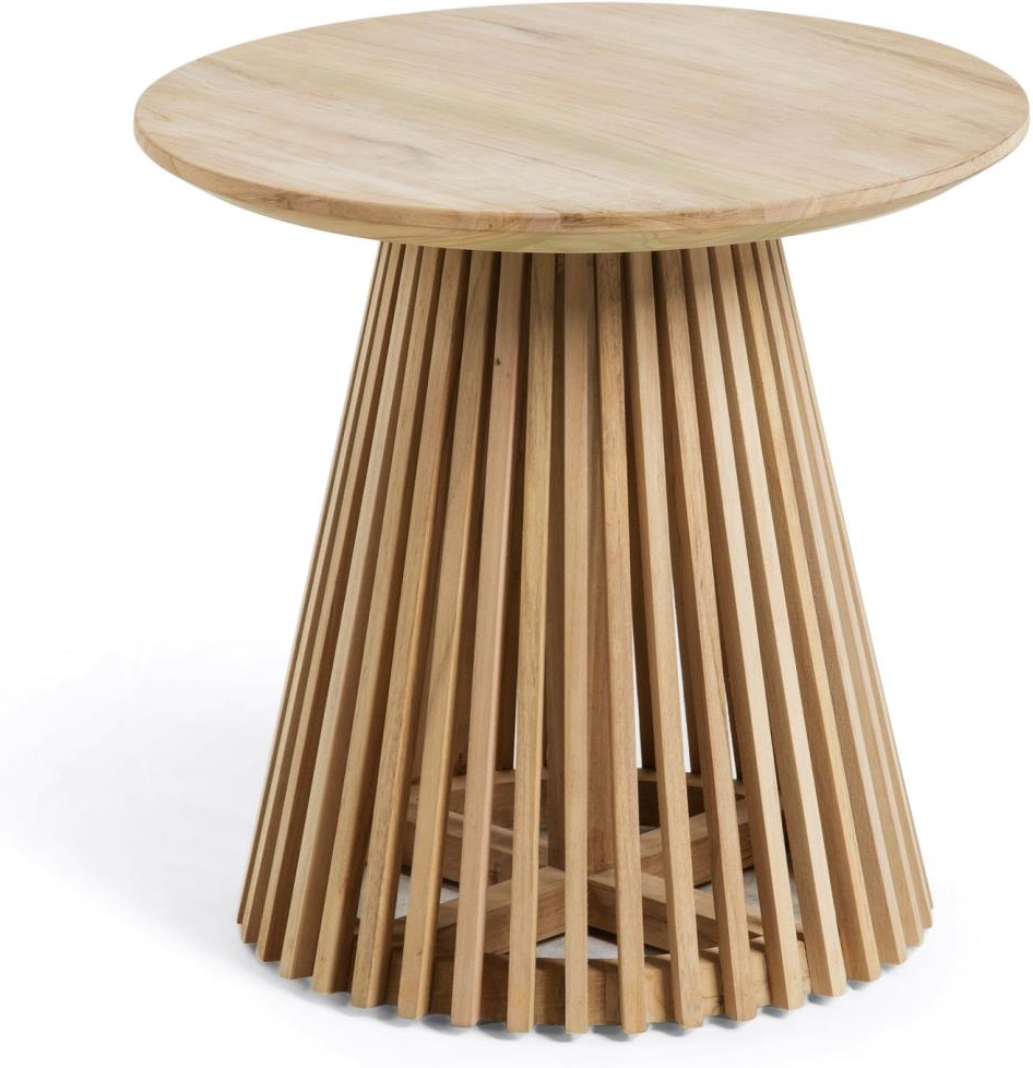 Udendørs Sidebord Kave Home Jeanette   Massivt Teaktræ ø50   H48   Natur
