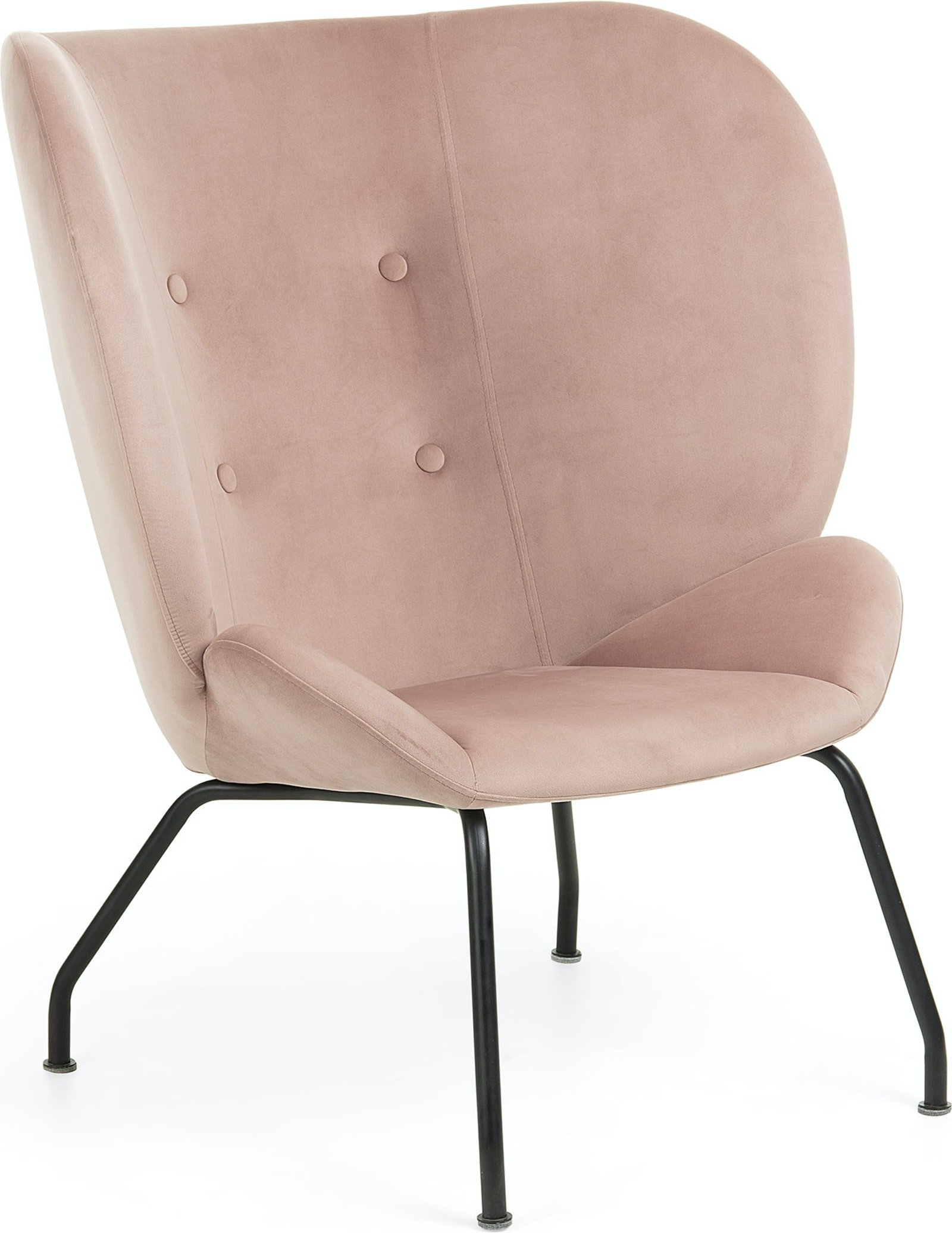 Unik Vintage Lænestol "Violet" i Pink & Sort Fløjl