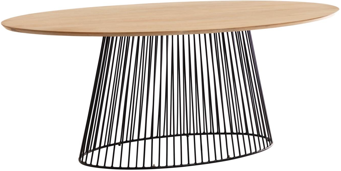 Spisebord Kave Home Leska Oval Massivt Mangotræ   Mat Sort Metalstel 200x110