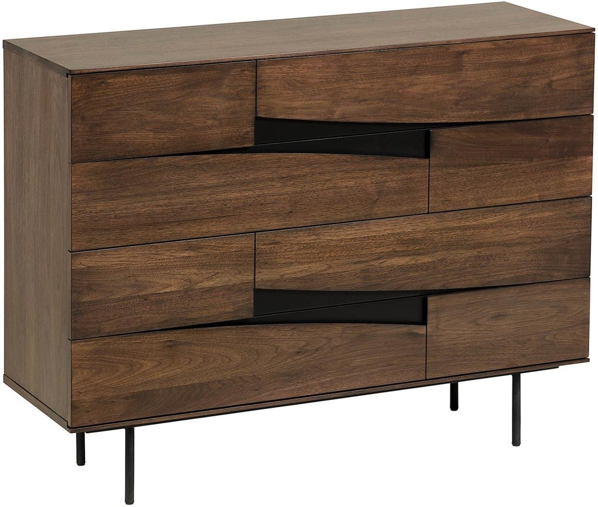 Kommode Kave Home Cutt   Natur Brun Valnøddetræ Med Sorte Stålben   120x40x91