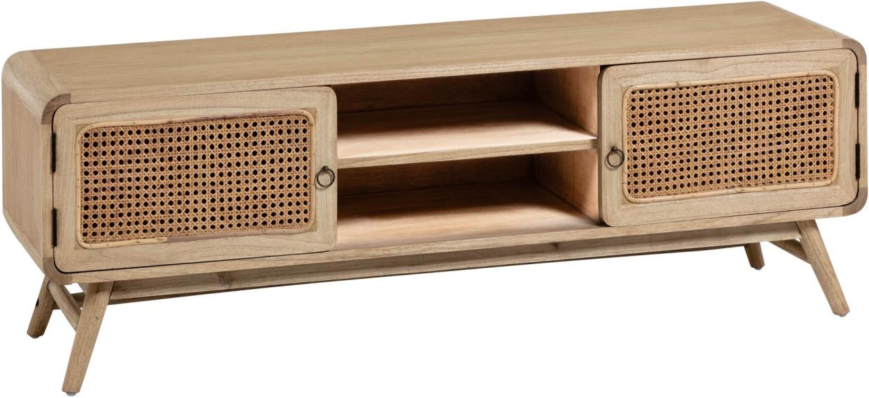 -bord Kave Home Nalu   Naturligt Minditræ Med Håndflettet Rattan  Rustik Kolonial Stil