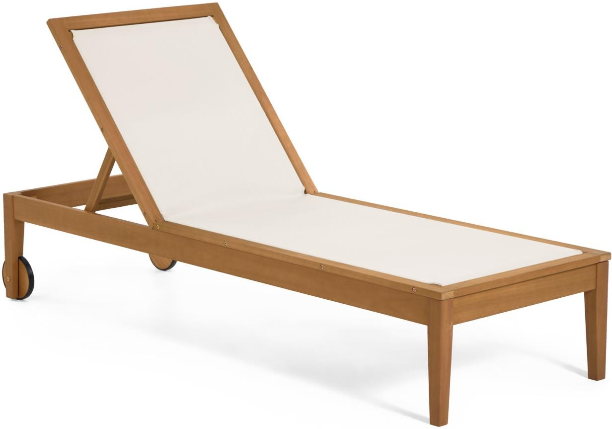 Udendørs Liggestol Kave Home Caterin Fsc-certificeret Eukalyptustræ Foldbar Med Hjul   Justerbare Ryglæn  -resistent Beige Tekstil
