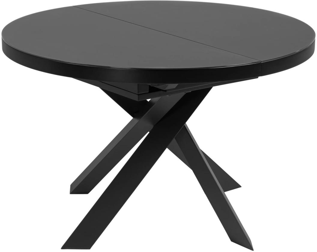 Udtrækkeligt Spisebord Kave Home Vashti Rund Satin Glas Stål ø120-160   Sort
