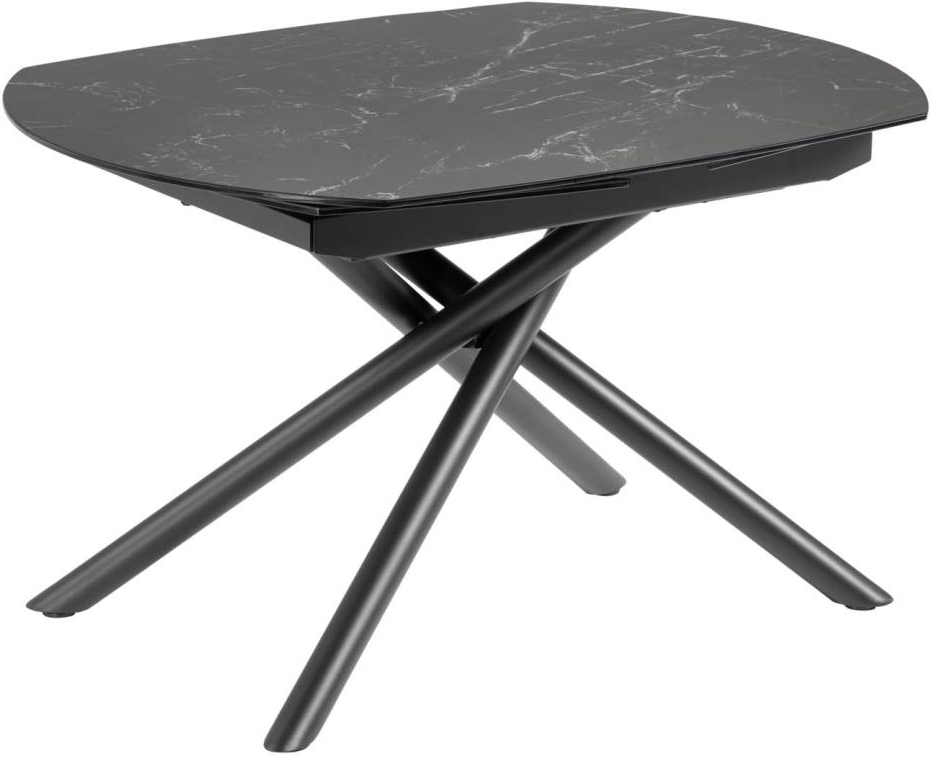 Spisebord Med Udtræk Kave Home Yodalia 190x100   Sort Grå Keramik Stålben