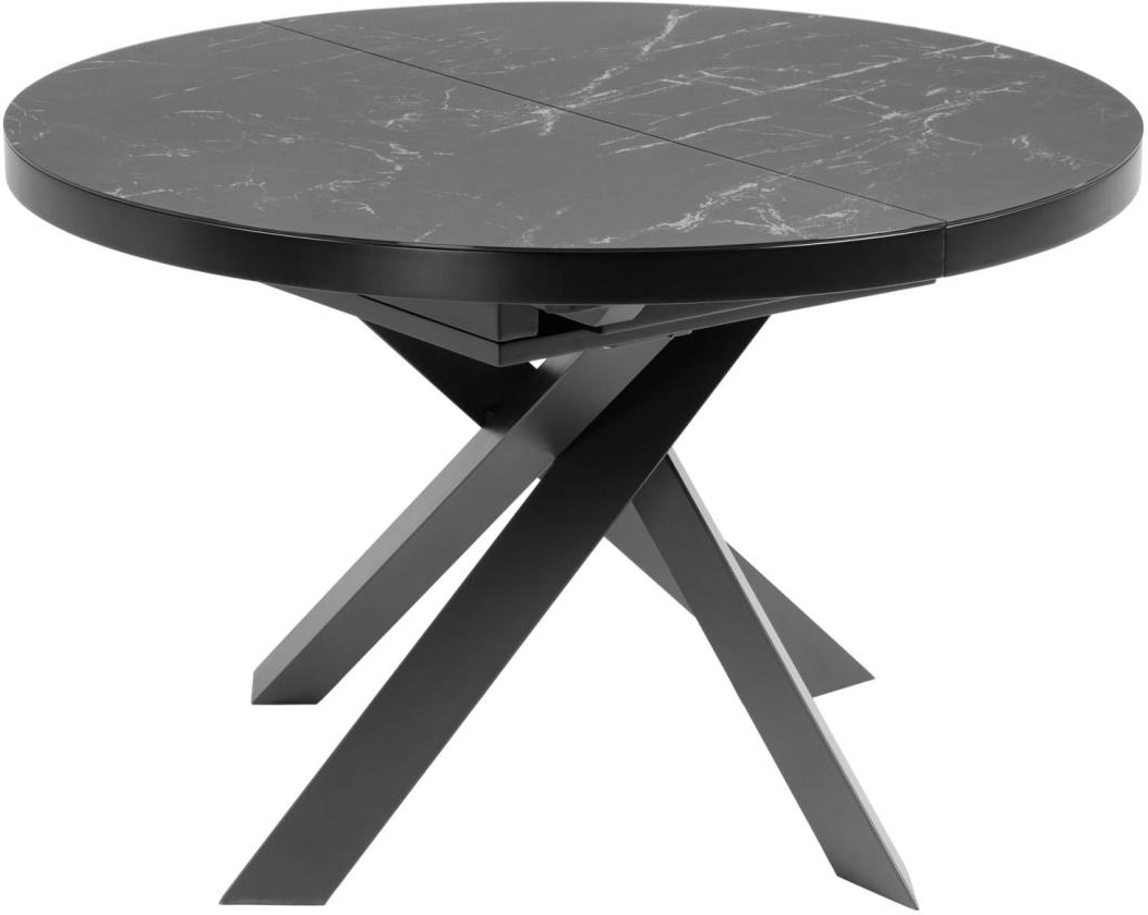 Spisebord Med Porcelænstop   Butterfly-udtræk Kave Home Vashti Sort Grå H76xb120xl160