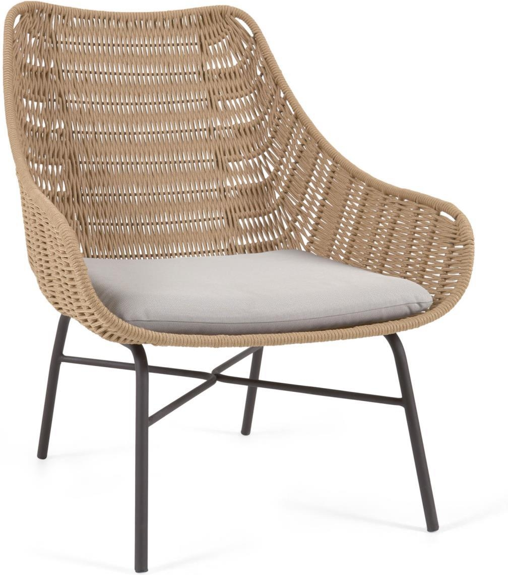 Udendørs Lænestol   Loungestol Kave Home Abeli   Håndflettet Reb   Galvaniseret Stål  -behandlet  Beige