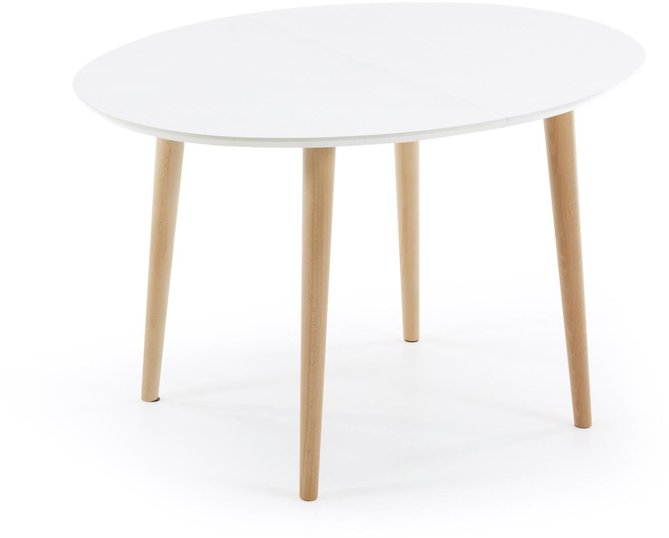 Udtræksspisebord Kave Home Oqui – Hvid MDF & Bøgetræ