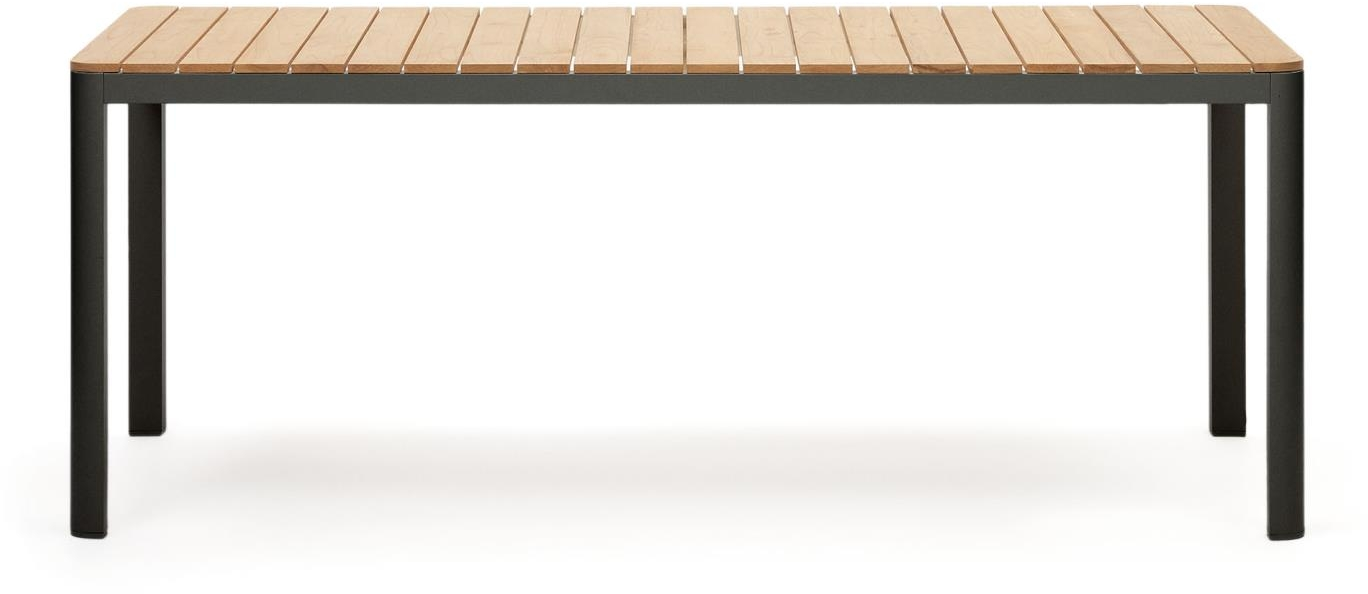 Udendørs spisebord i aluminium og teak til 6 personer