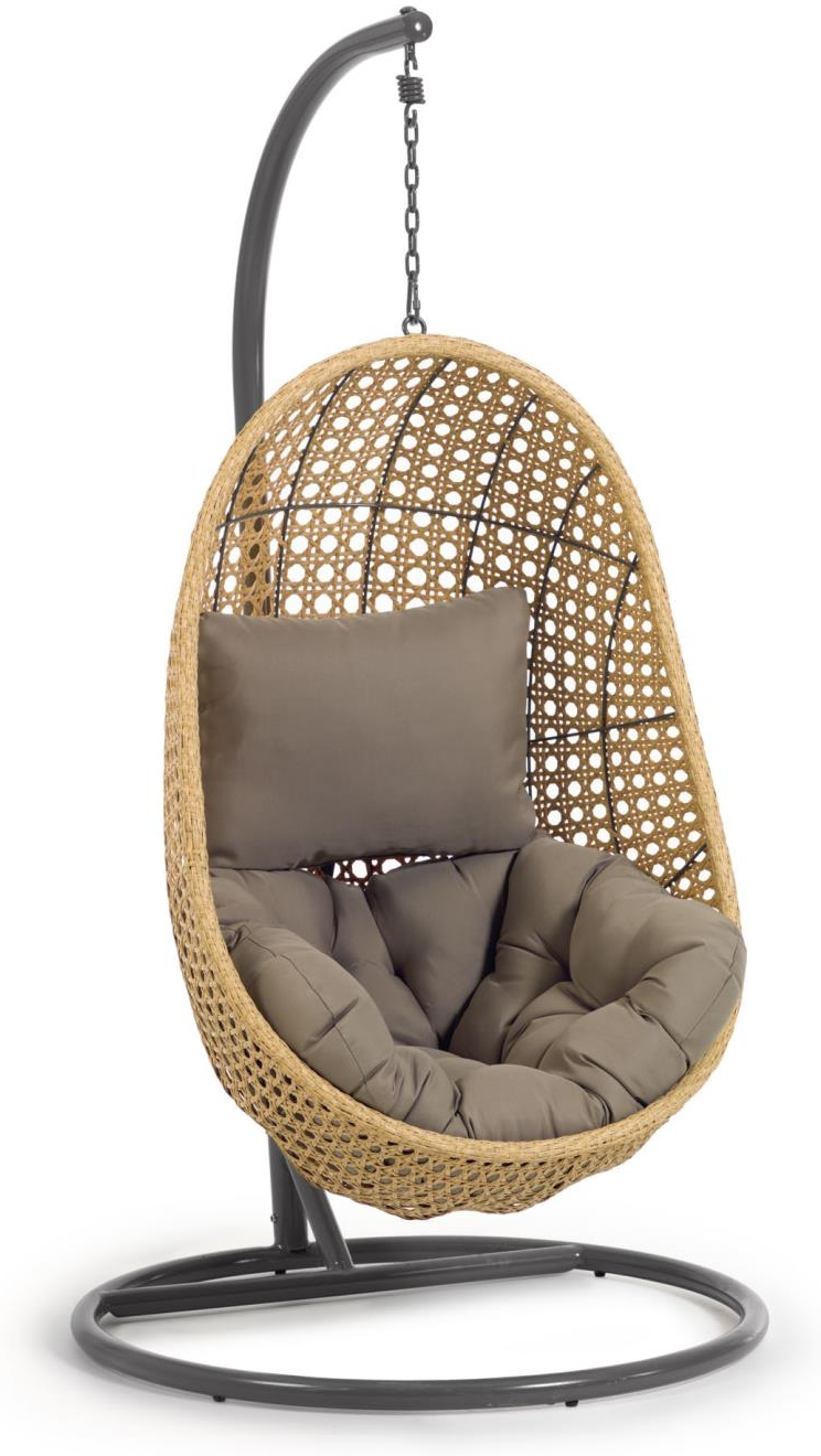 Udendørs Hængestol med Stativ i Sort Polyrattan