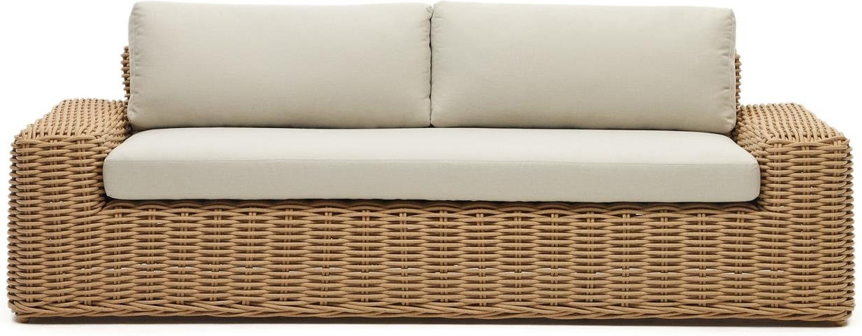 Udendørs  -personers Loungesofa Kave Home Portlligat Kunstrattan Beige Hvid   Kolonial Rustik