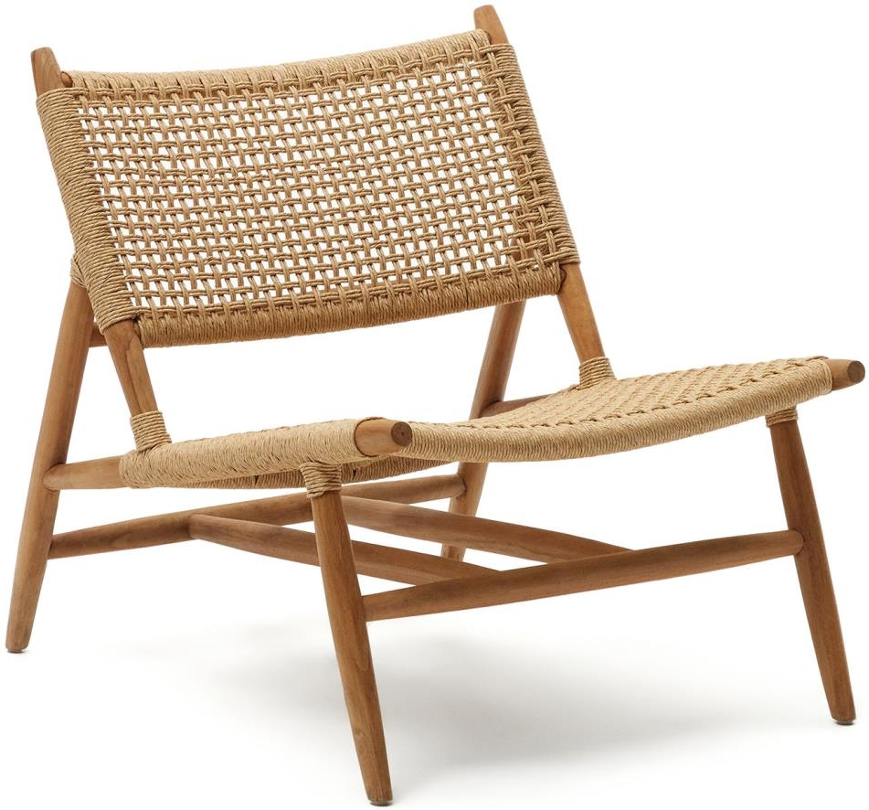 Udendørs Teak Lænestol med Håndvævet Snor – Rustik Stil