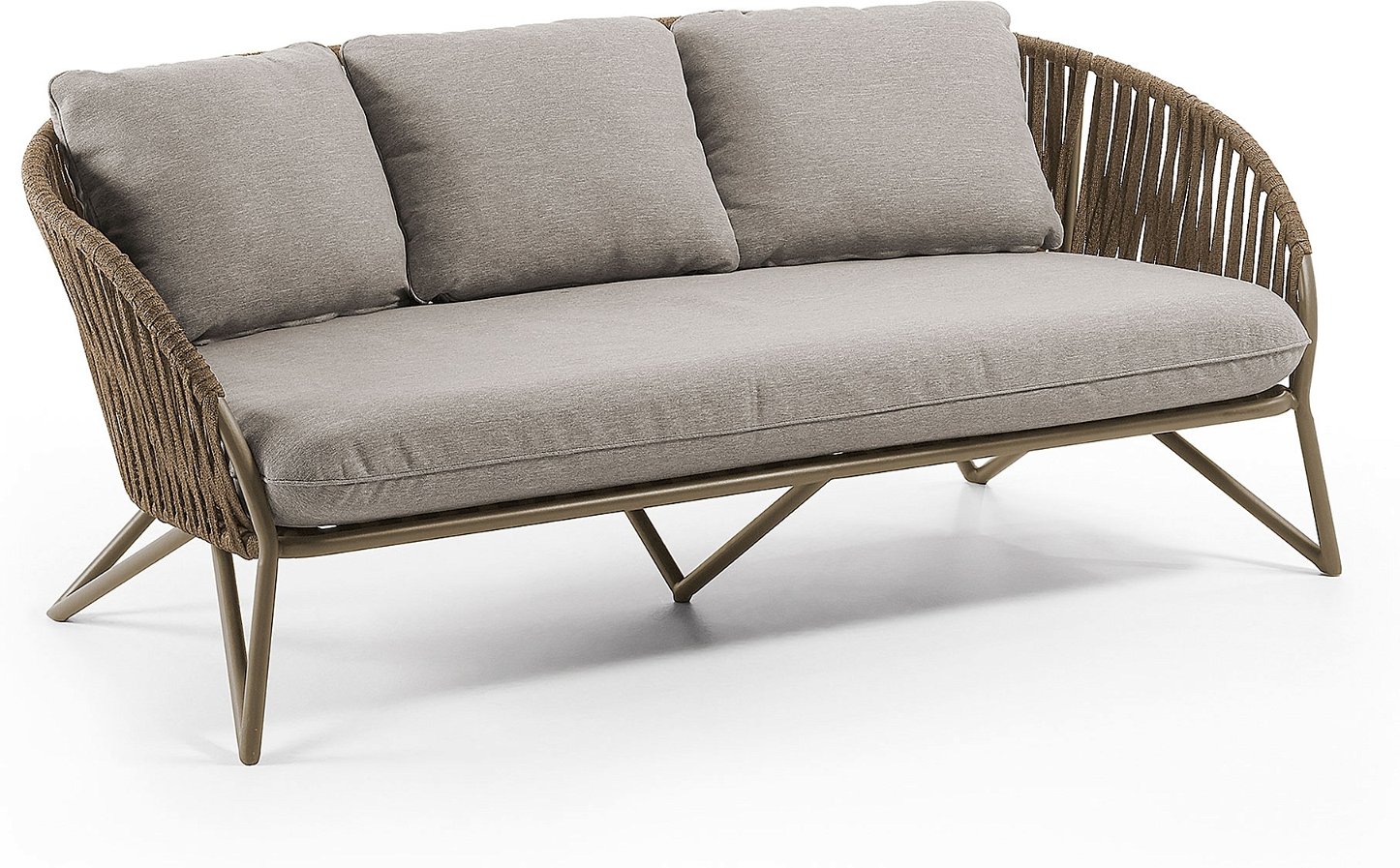Udendørs 3-personers Loungesofa i Eukalyptustræ med Puder