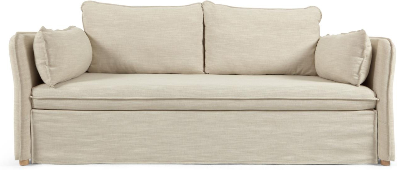 Sovesofa Kave Home Tanit  -personers Lys Beige Hørstof   Moderne Nordisk Design Med Skum-madras   Aftageligt Betræk