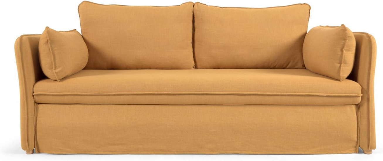 Sovesofa Kave Home Tanit Med Trundle   Sennepsgul Stof 210   100   Nordisk Moderne Stil