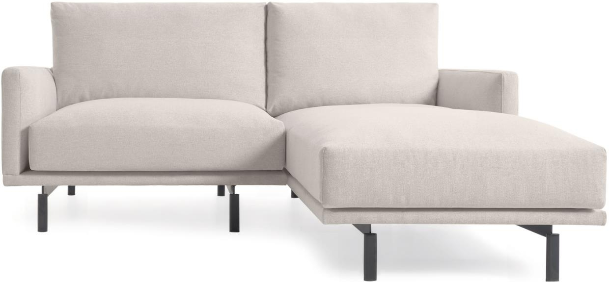 -personers Chaiselong Sofa Kave Home Galene Polstret Beige Stof Med Sorte Metalben Højrevendt
