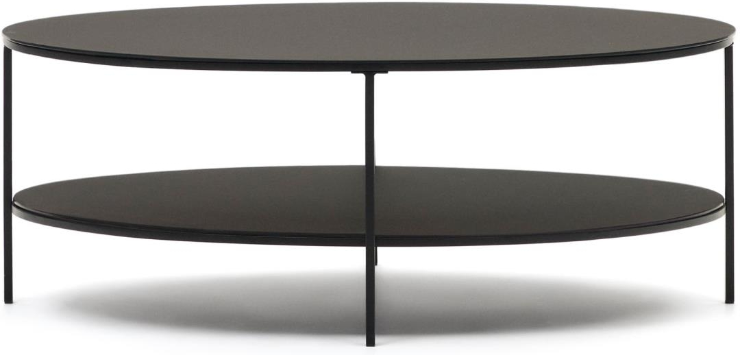 Sofabord Kaffebord Kave Home Fideia Sort Med Hærdet Glas Pulverlakeret Stål 110x65x42
