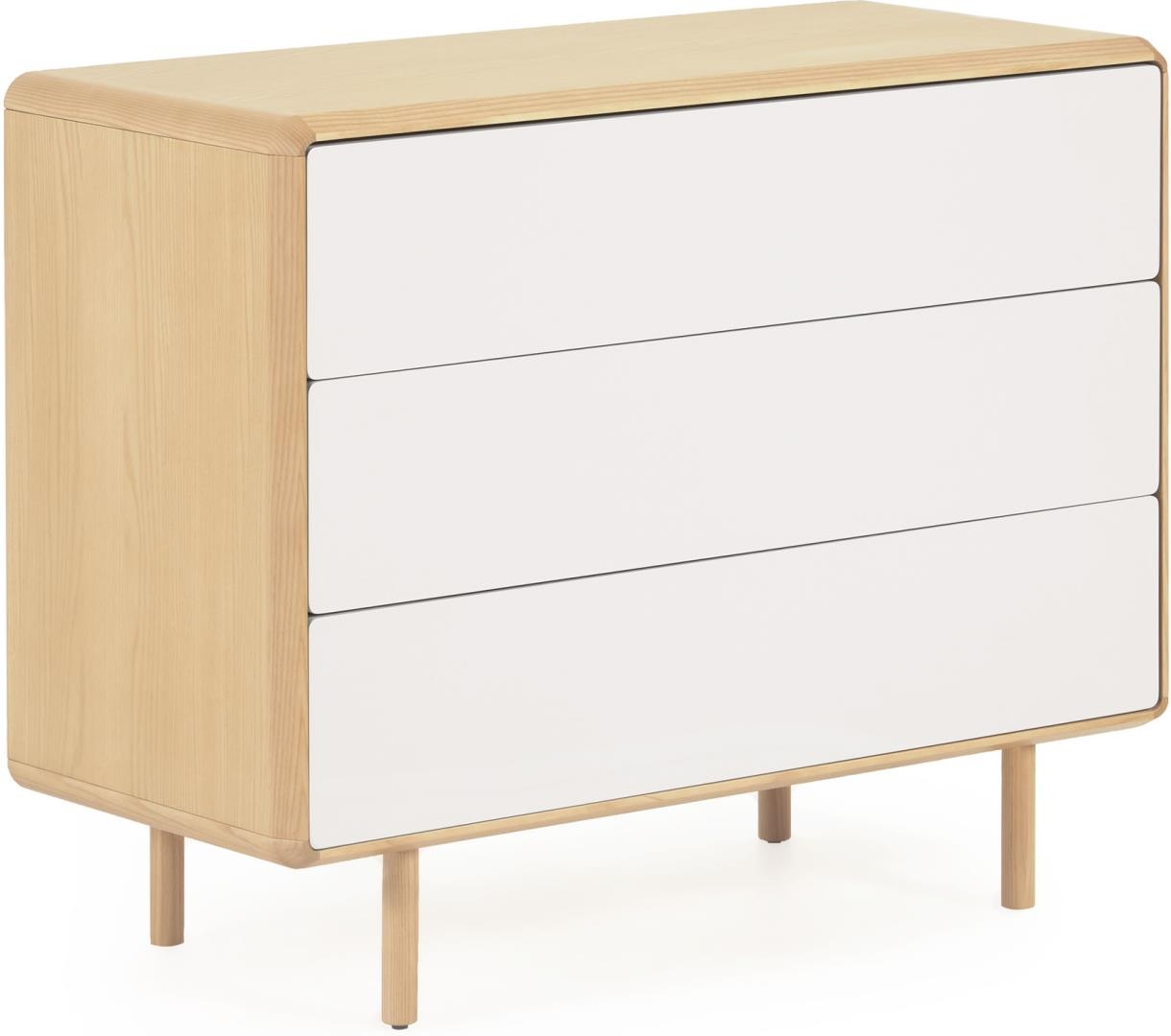 Kommode Kave Home Anielle Nordisk Skuffemøbel Lavemissions Finértræ Med Grå-hvid Lakeret Front Skuffer Soft-close Justérbare Ben