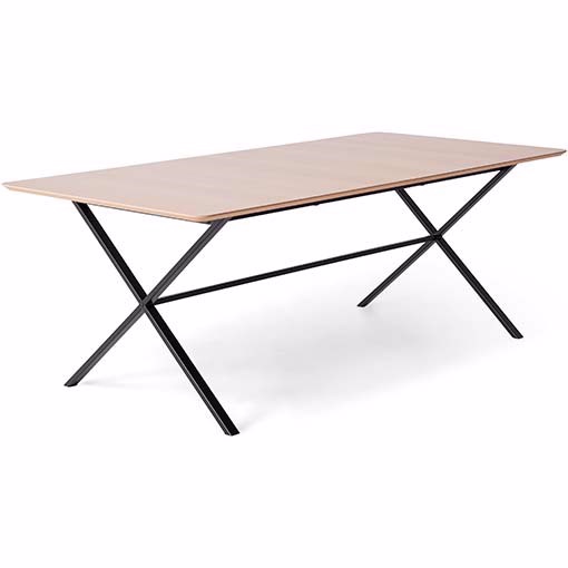 Meza   Hammel Rounded Spisebord 210   100     Finér    Sort Krydsstel   Møbelsalg