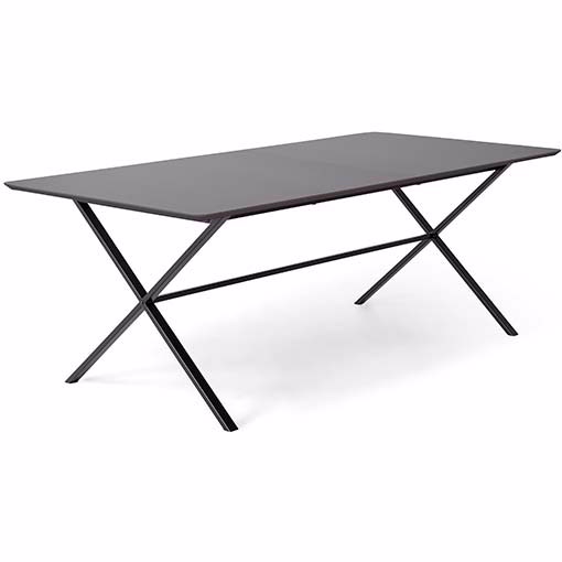Meza   Hammel Rounded Spisebord 210   100   Grafit    Sort Krydsstel   Møbelsalg
