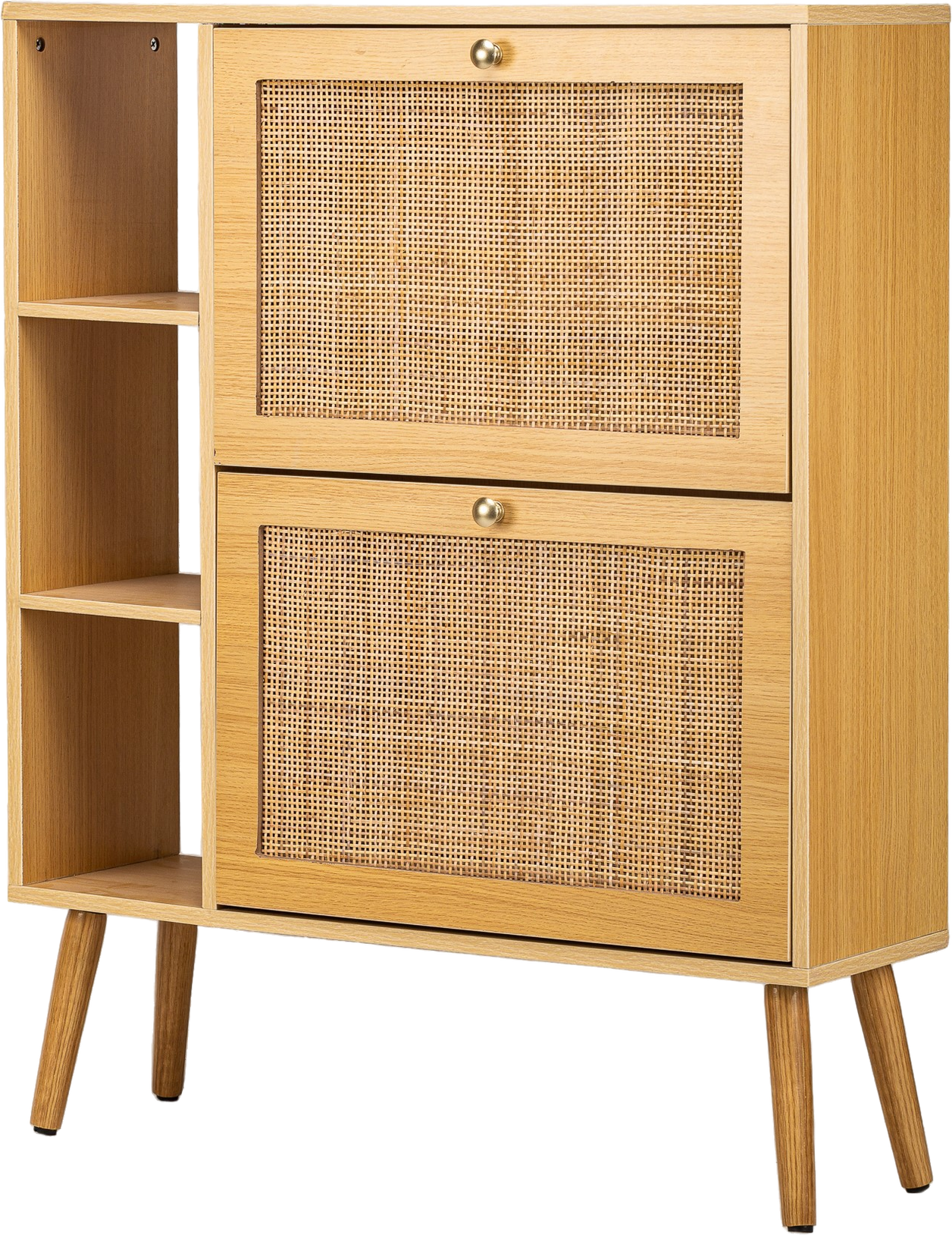 Opbevaringsskab Nordlys Furniture Tokai   Brun Bøgetræ Med Rattanpaneler H99ã B80ã D24