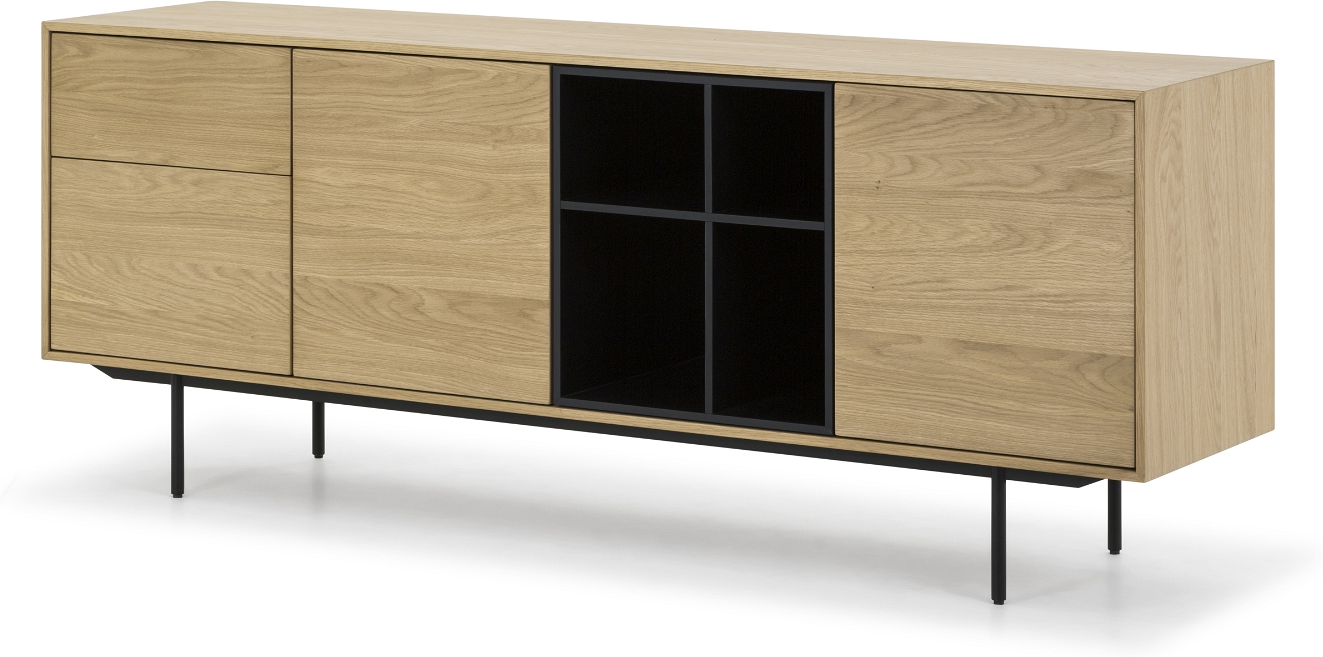 Skænk Nielsen Design Hasseris     Natur Egetræsfiner Folie   Pulverlakeret Stål  190x45x74
