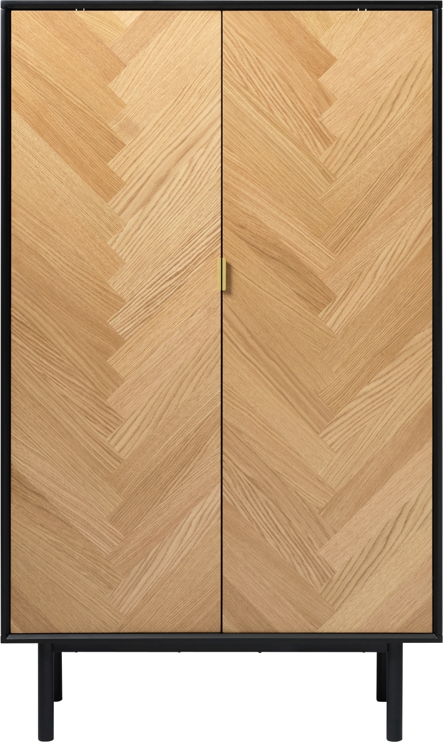 Højskab Nordique Design Calvi Natur Egetræ Sildebensmønster Med Sort Metalben B40xd75xh160