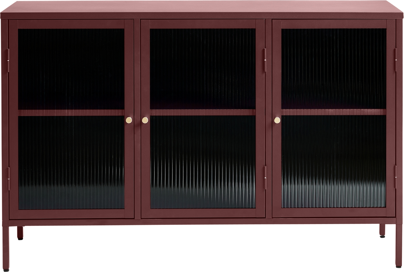 Skænk Nordique Design Bronco Vinrød Koldvalset Stål   Rillet Glas 85x132x40