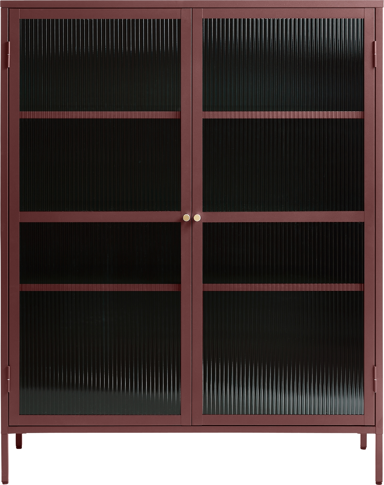 Vitrineskab Nordique Design Bronco Vinrød H140ã B111ã D40   Justérbare Hylder  Ridsede Glasdøre   Guldhåndtag