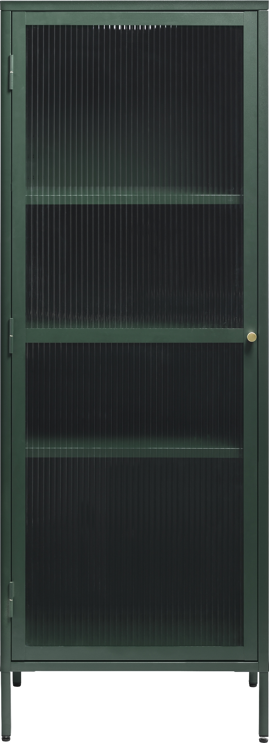 Vitrineskab Glasvitrine Nordique Design Bronco H160ã 58ã 40    Koldvalset Stål Med Rillet Glasfront  Grøn