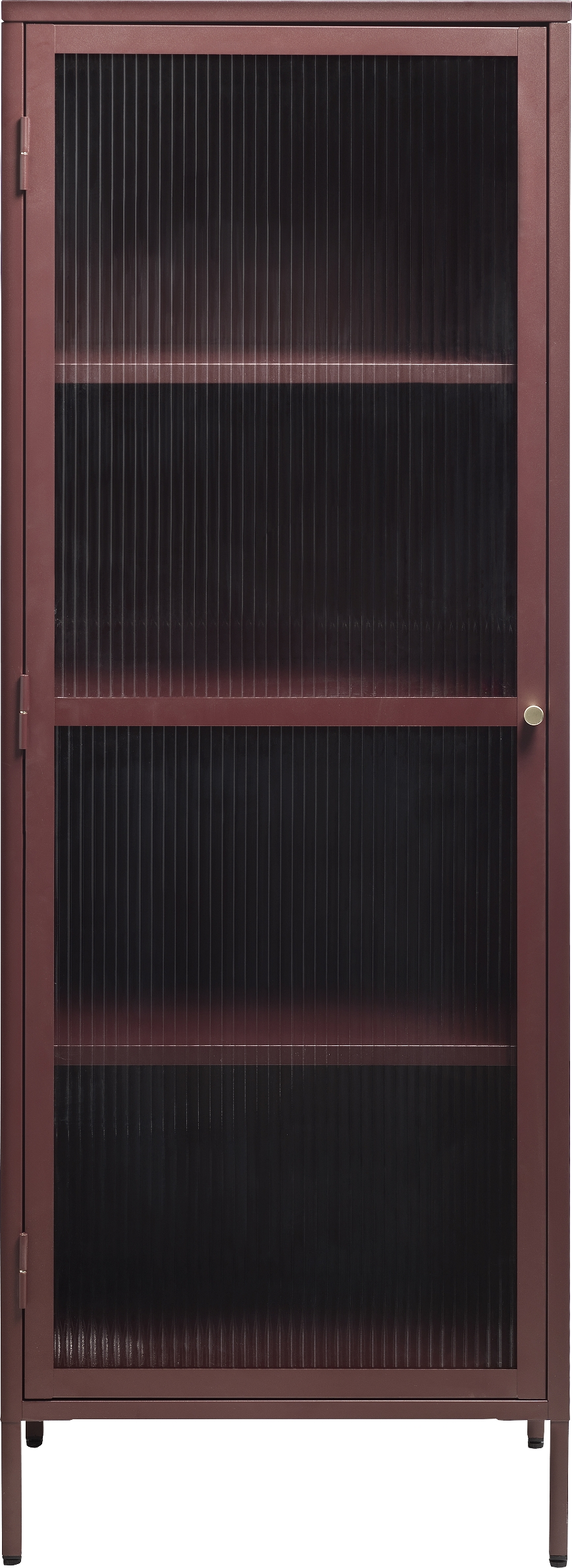 Vitrineskab Nordique Design Bronco Vinrød Med Gyldent Håndtag   Stål   Hærdet Glas H160ã 58ã 40