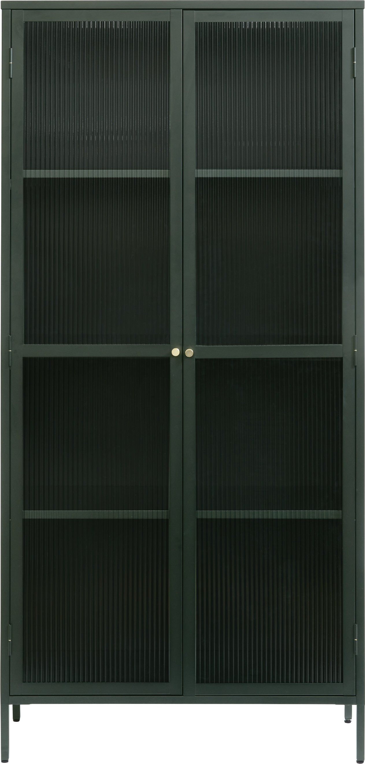 Vitrineskab Nordique Design Bronco  Grøn 190x90x40    Koldvalset Stål   Hærket Rillet Glas