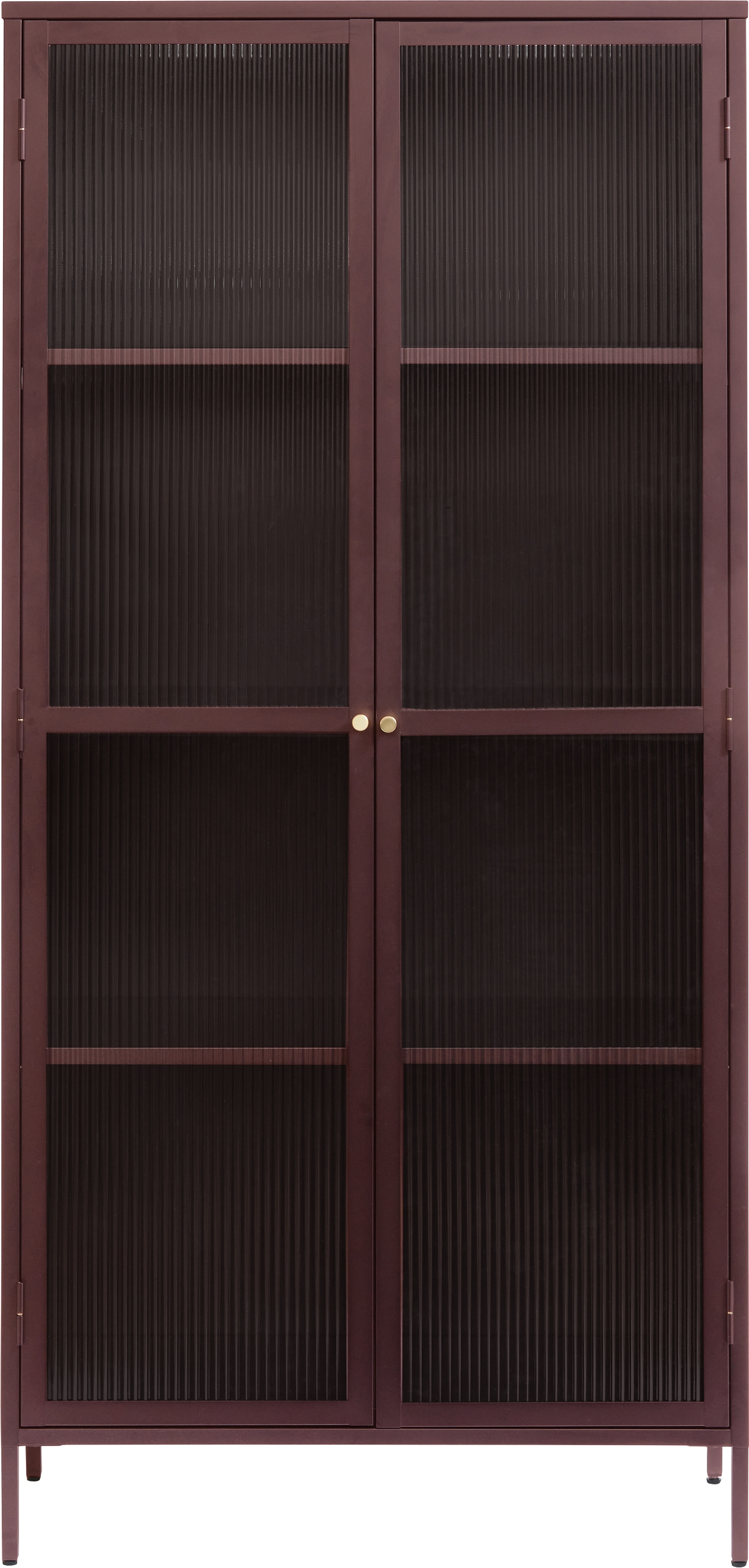 Vitrineskab Nordique Design Bronco   Vinrødt   Stål   Rillet Glas  H190ã B90ã D40