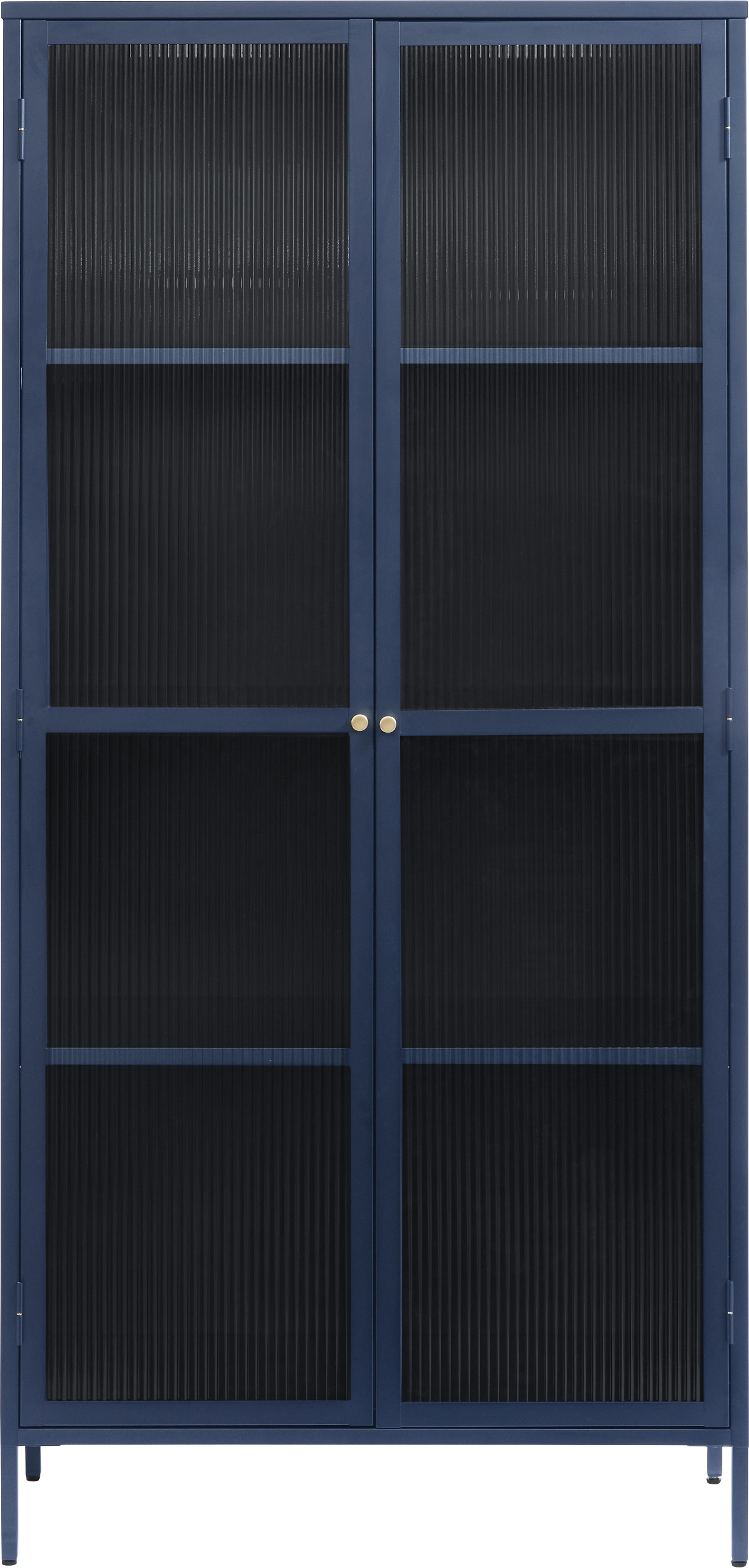 Vitrineskab Nordique Design Bronco Stålblå Glasvitrine H190ã B90ã D40   Koldvalset Stål   Rillet Glas