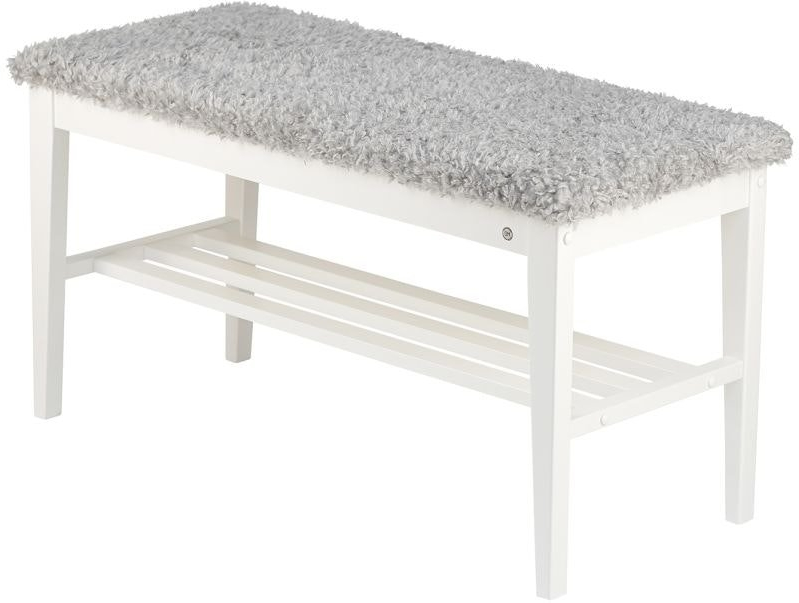 Entrébænk Oscarssons Möbel Nadja   Hvidolieret Birk   Lysegråt Imiteret Fåreskind 90x40x46