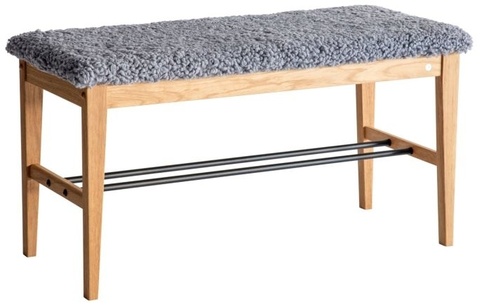 Bænk Oscarssons Möbel Cora   Olieret   Med Lysegråt Fåreskind 90x40x46
