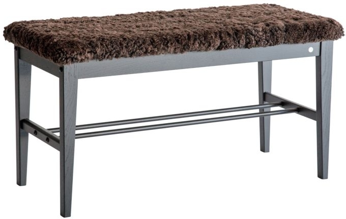 Entrébænk Oscarssons Möbel Cora   Sortbejdset     Stål Med Brunt Fåreskind 90x40x46
