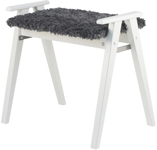 Elegant hvid skammel med mørkegrå fåreskind - Alme model
