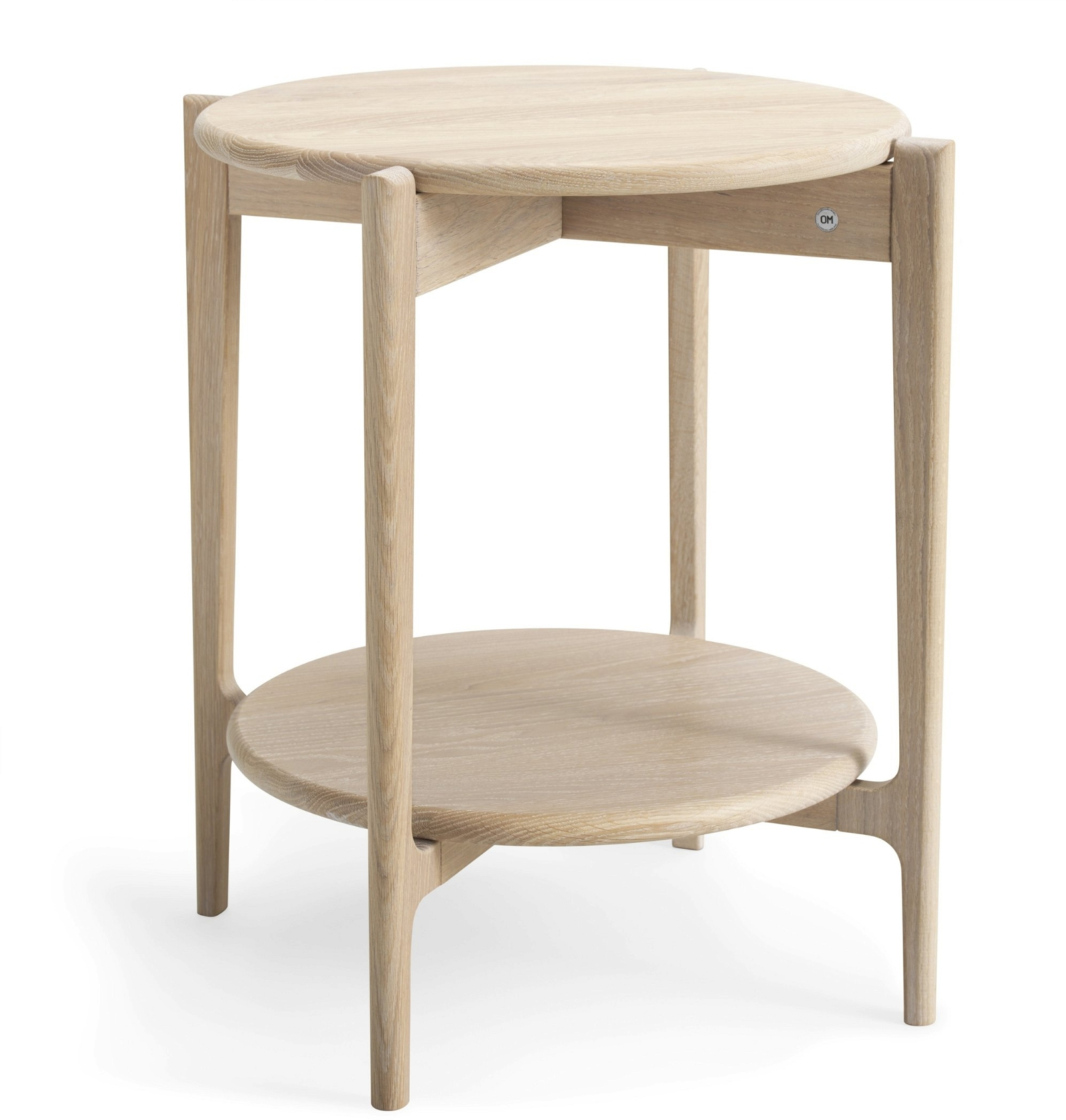 Elegant Småbord Leia i Hvidolieret Egetræ - Ø51 cm