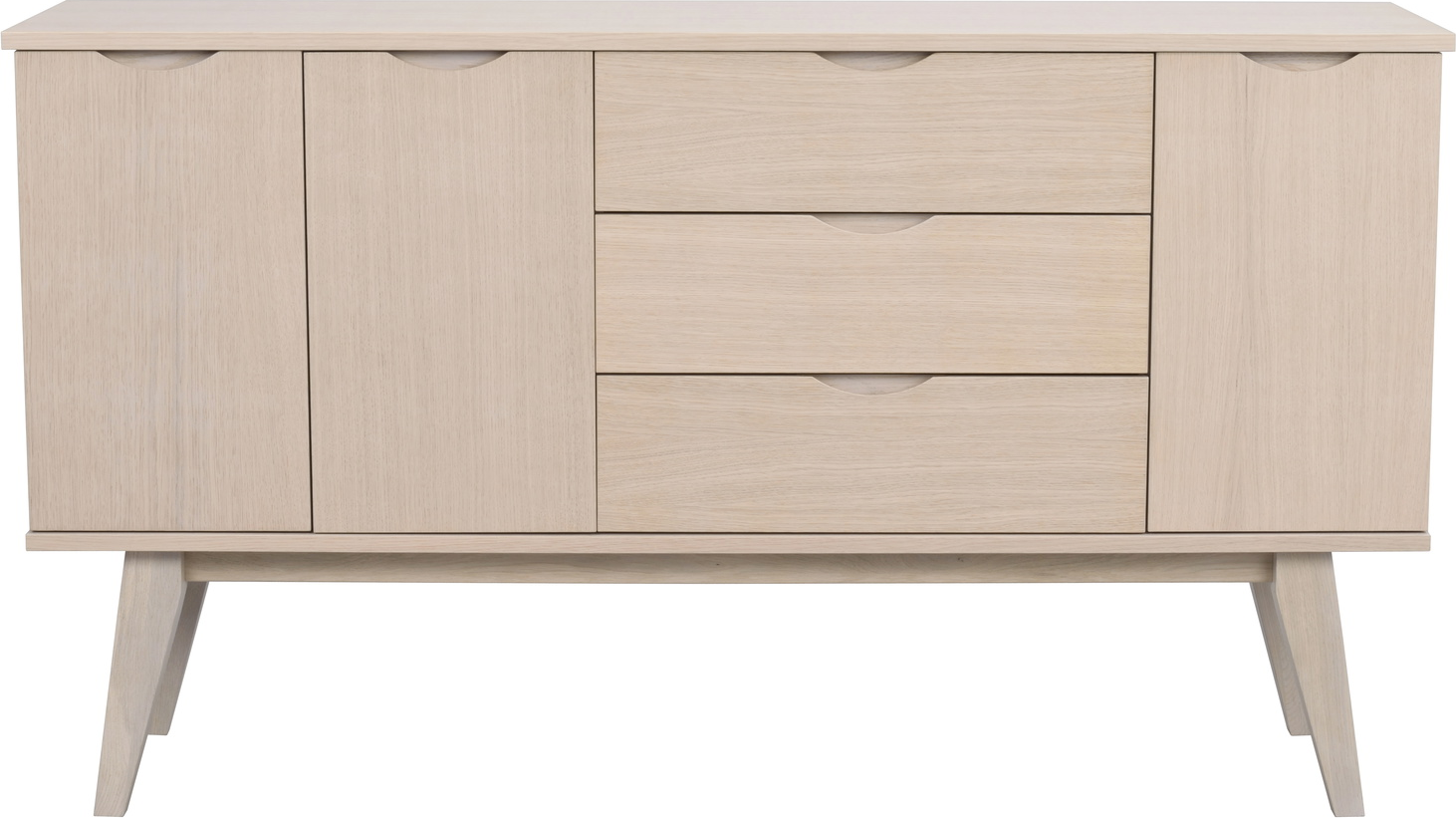 Rowico Filippa Skænk H85ã B150ã D40 Hvidkalket Egetræsfiner Skandinavisk Grebsfrit Design Med Push Open Soft Close